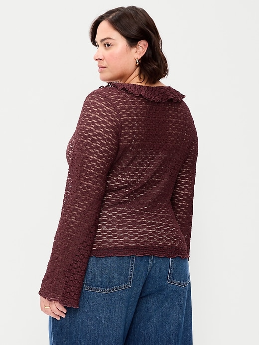Image number 9 showing, Fitted Bell-Sleeve Ruffle Top