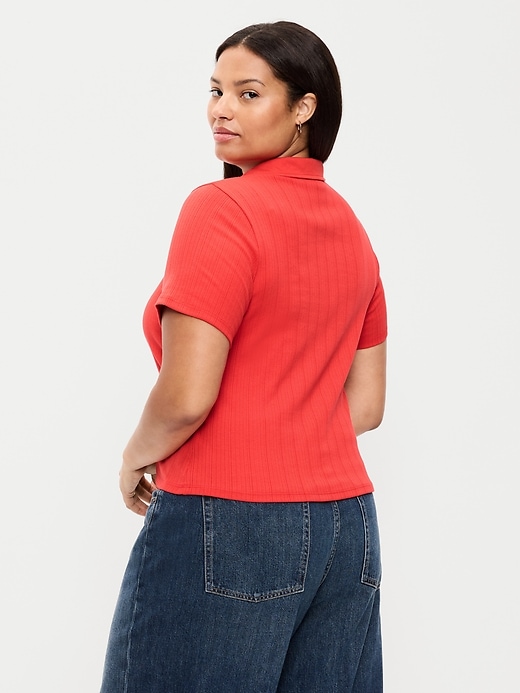 Image number 7 showing, Ribbed Keyhole Polo Top