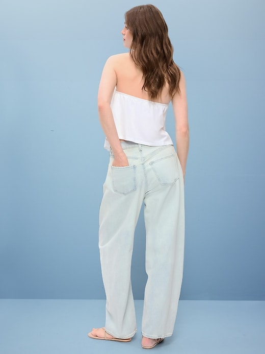 Image number 3 showing, High-Waisted Rounded Wide-Leg Barrel Jeans