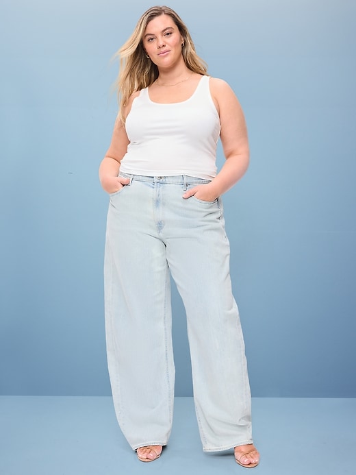 Image number 5 showing, High-Waisted Rounded Wide-Leg Barrel Jeans