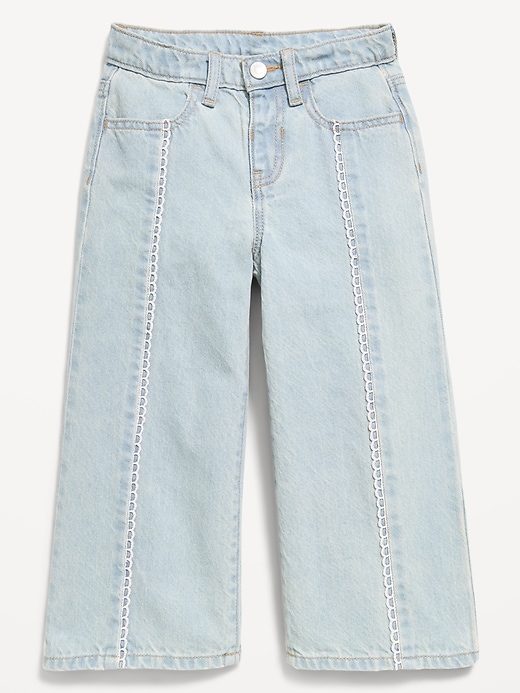L'image numéro 1 présente Jean coupe très généreuse à jambe large avec garniture en dentelle pour toute-petite