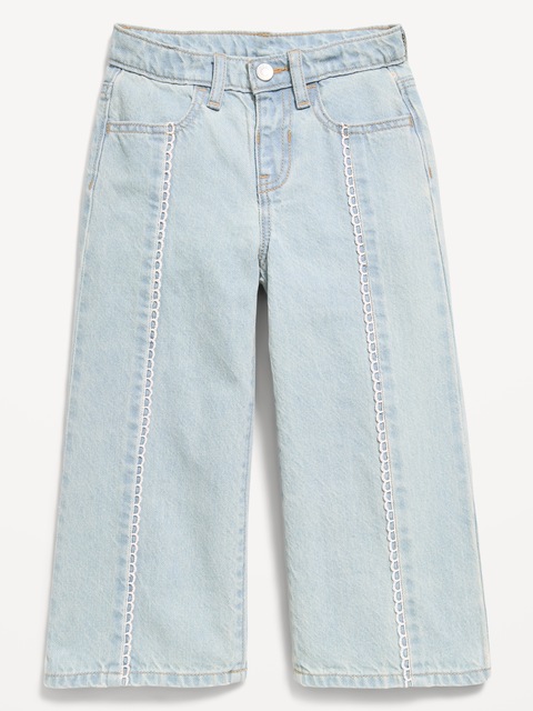 Super Baggy Lace-Trim Wide-Leg Jeans for Toddler Girls