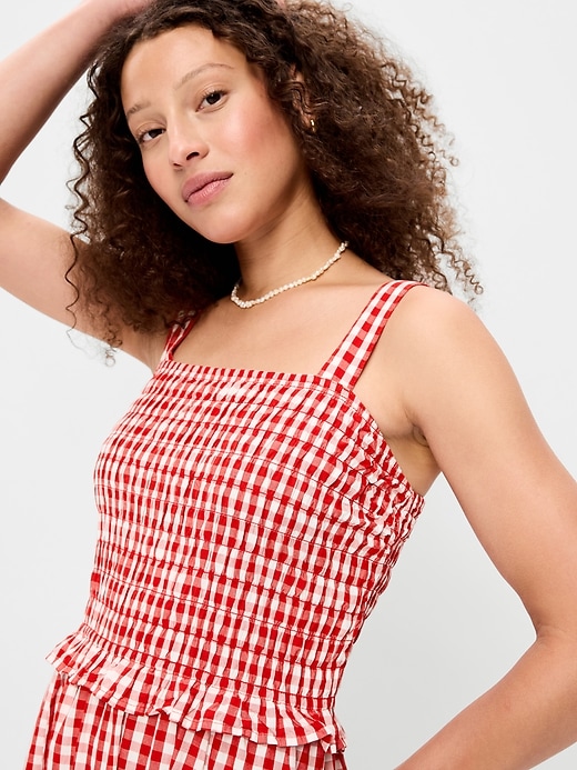 L'image numéro 5 présente Robe mi-longue ajustée et évasée à corsage smocké