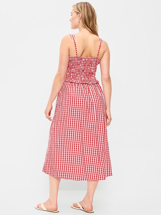 L'image numéro 8 présente Robe mi-longue ajustée et évasée à corsage smocké
