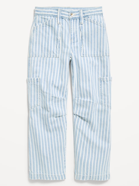 Low-Rise Striped Utility Jeans for Girls