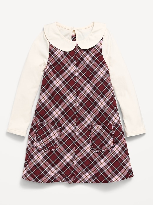 Image number 1 showing, Collared Top and Plaid Dress Set for Toddler Girls