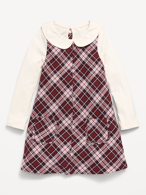 ENSEMBLE HAUT À COL MONTANT ET ROBE BOUFFANTE À CARREAUX POUR TOUTE-PETITE