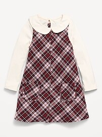 Image number 1 showing, Collared Top and Plaid Dress Set for Toddler Girls