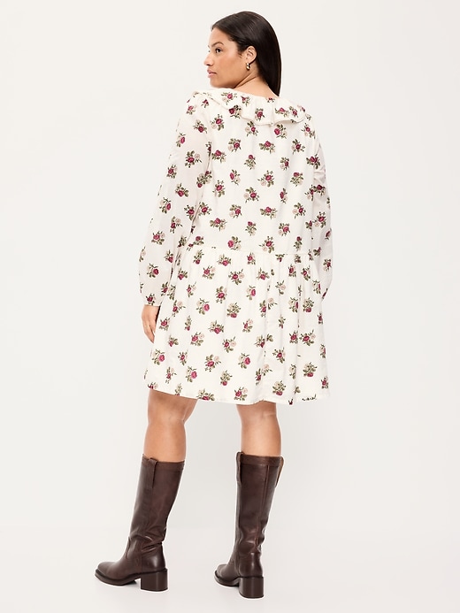 Image number 9 showing, Long-Sleeve Ruffle-Collar Swing Mini Dress
