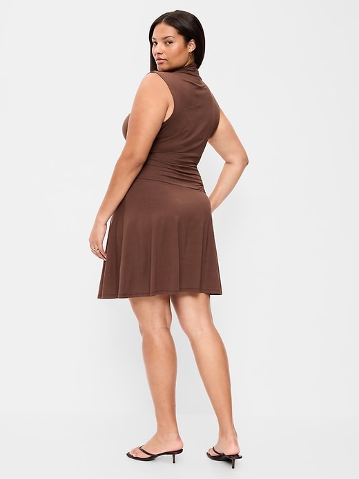 Image number 9 showing, Gathered Mock-Neck Drop-Waist Mini Dress