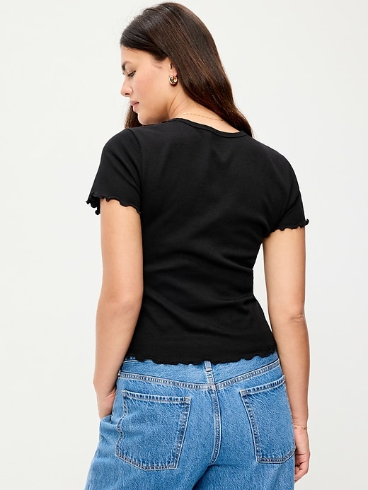 Image number 7 showing, Fitted Waffle-Knit Cropped T-Shirt