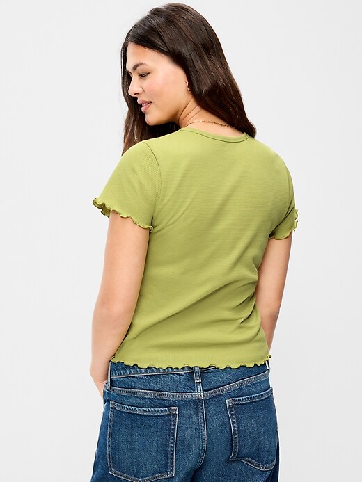 Image number 7 showing, Fitted Waffle-Knit Cropped T-Shirt