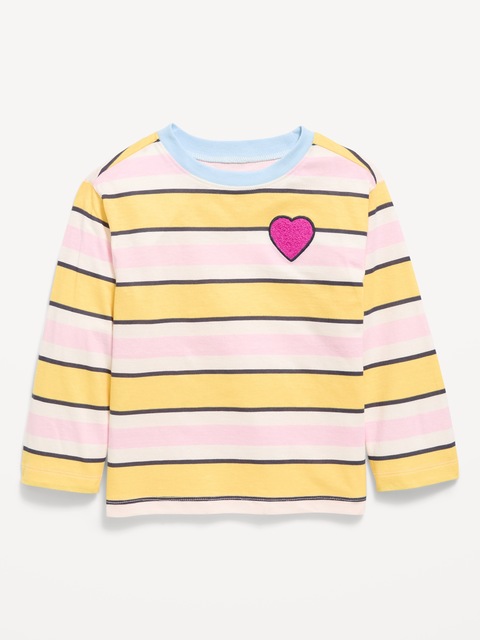 T-SHIRT SURDIMENSIONNÉ À MANCHES LONGUES À RAYURES ET À IMPRIMÉ POUR TOUTE-PETITE