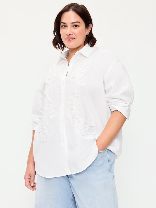 Image number 7 showing, Oversized Button-Down Boyfriend Shirt