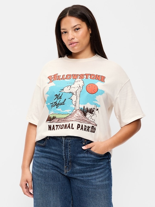 Image number 6 showing, Yellowstone National Park™ Crew-Neck Oversized Crop T-Shirt