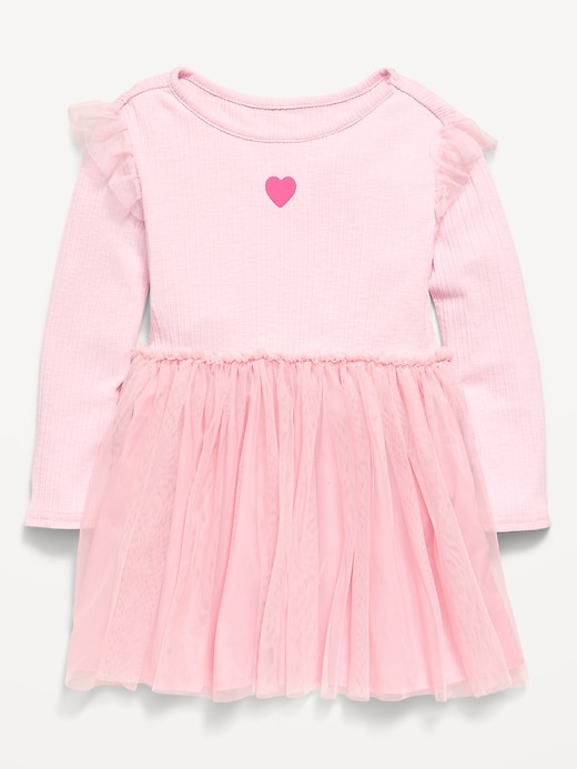 Image number 1 showing, Long-Sleeve Ribbed Fit and Flare Tutu Dress for Toddler Girls