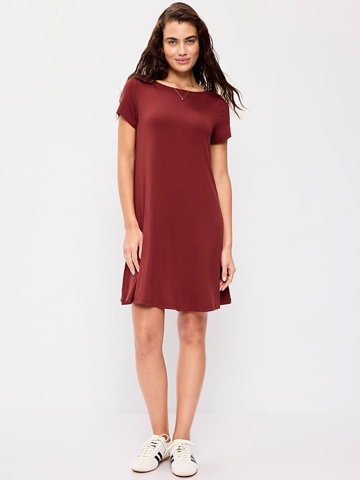 Image number 1 showing, Short-Sleeve Mini Swing Dress