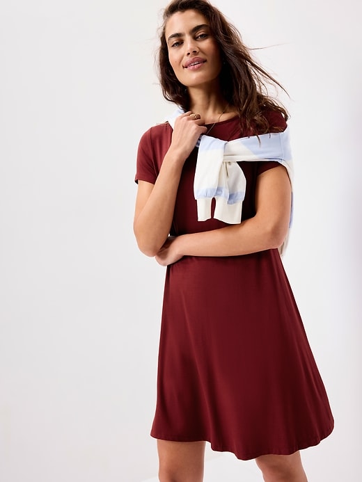 Image number 3 showing, Short-Sleeve Mini Swing Dress