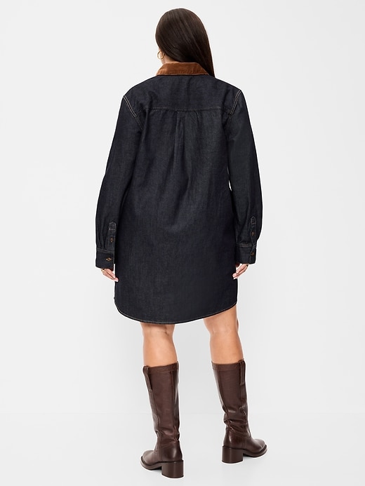 Image number 10 showing, Long-Sleeve Denim Mini Shirt Dress