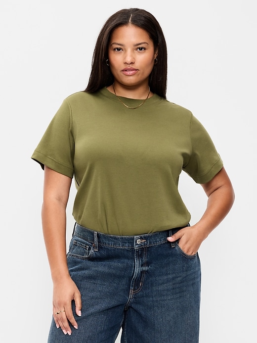 L'image numéro 5 présente T-shirt ras du cou court en tissu épais