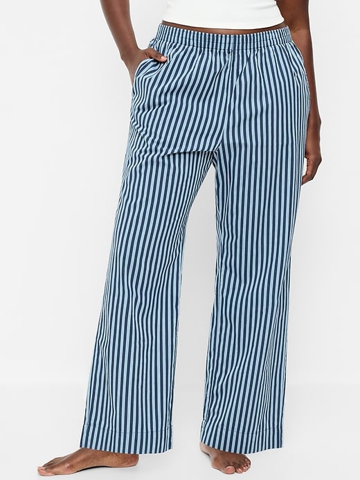 Image number 5 showing, High-Waisted Poplin Pajama Pant
