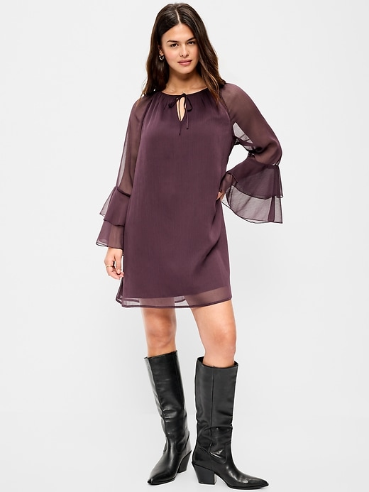 Image number 2 showing, Bell-Sleeve Boho Mini Dress