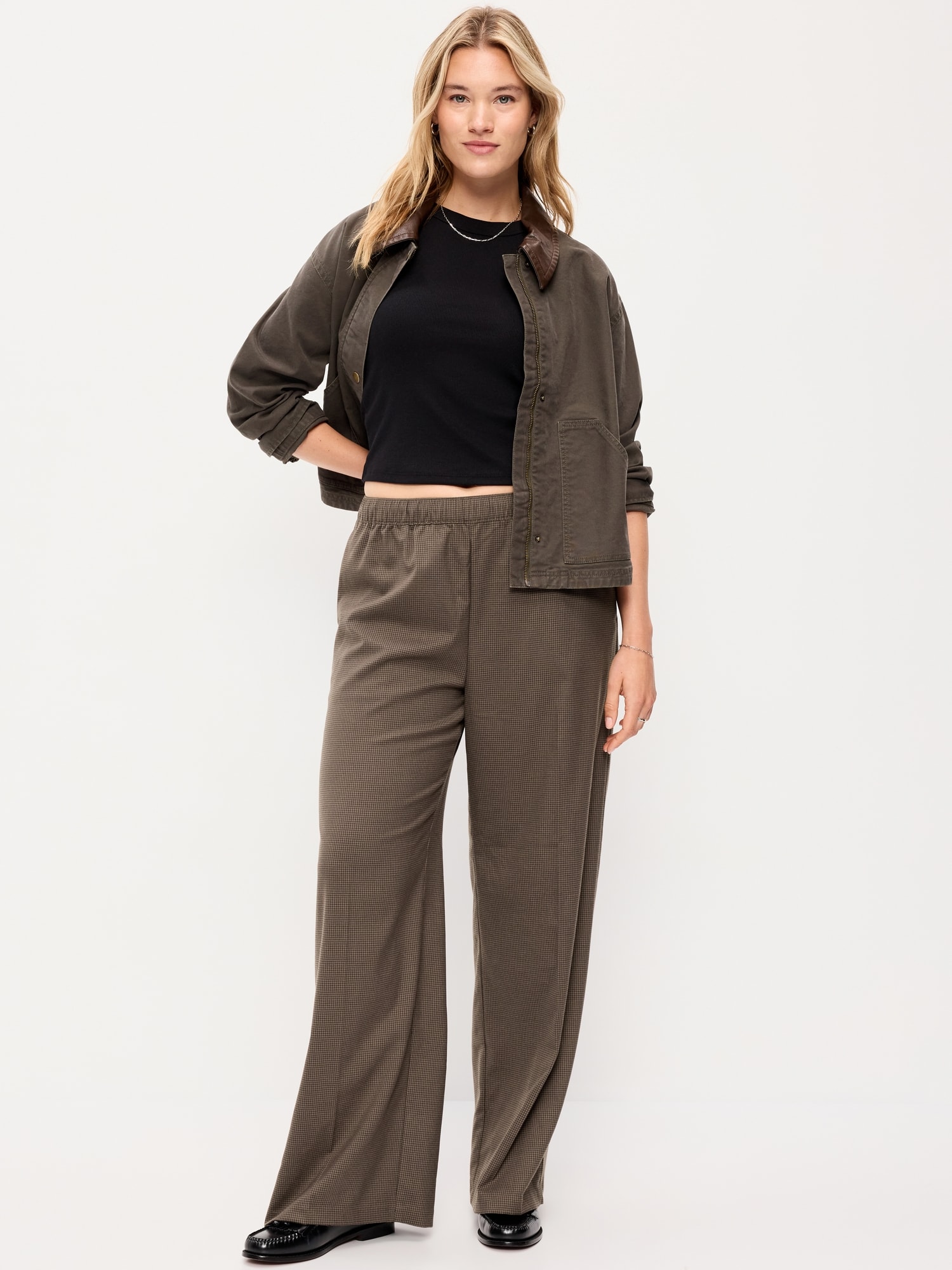 High-Waisted Wide-Leg Trouser Pants