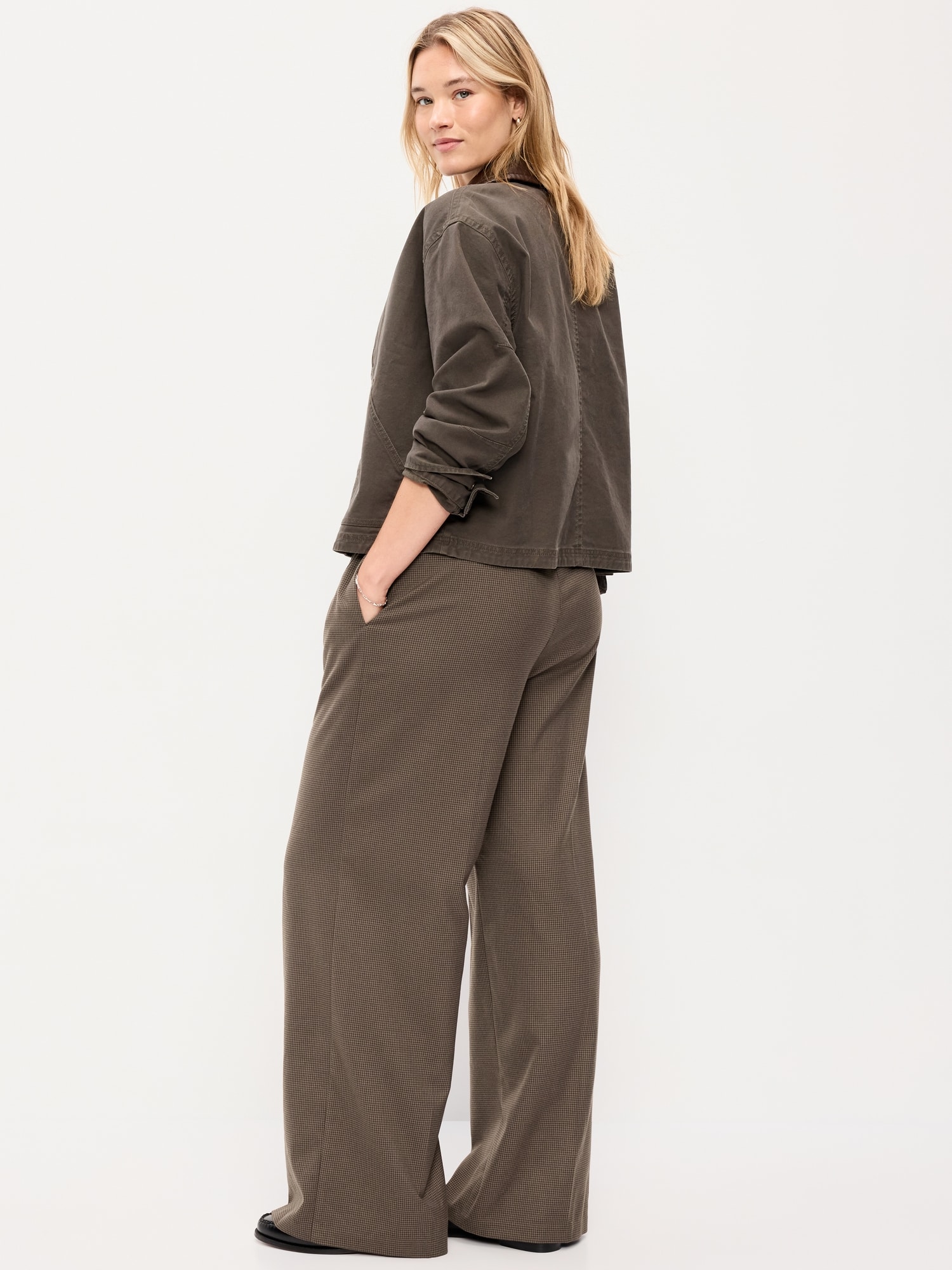 High-Waisted Wide-Leg Trouser Pants