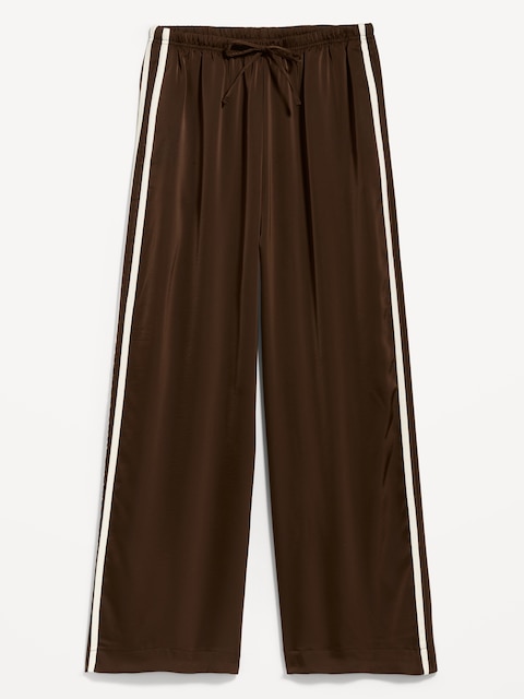 High-Waisted Satin Track Pants