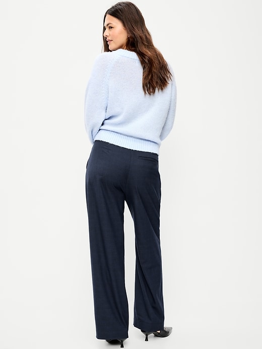 Image number 6 showing, Mid-Rise Pleated Wide-Leg Pants