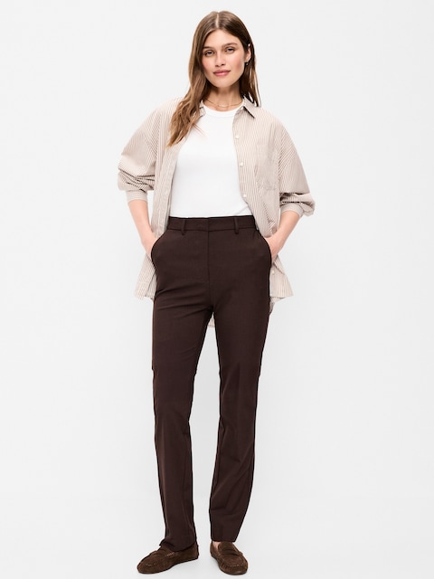 PANTALON À JAMBE DROITE ET À TAILLE TRÈS HAUTE EN SERGÉ