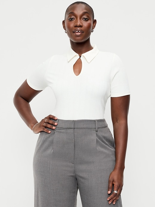 Image number 4 showing, Ribbed Keyhole Polo Top