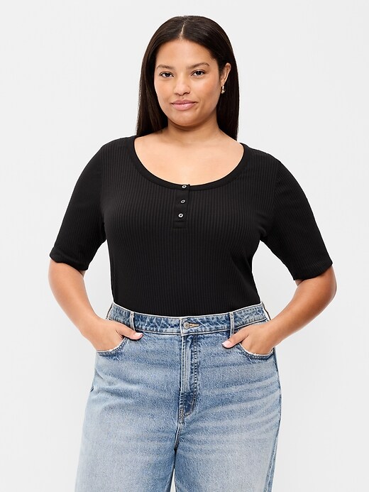 Image number 8 showing, Scoop-Neck Fitted Henley Top