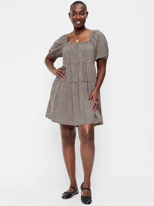 Image number 6 showing, Puff-Sleeve Smocked Mini Swing Dress