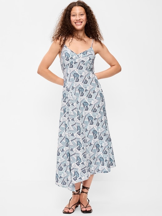 Image number 1 showing, Fit & Flare Tie-Back Asymmetrical Midi Dress