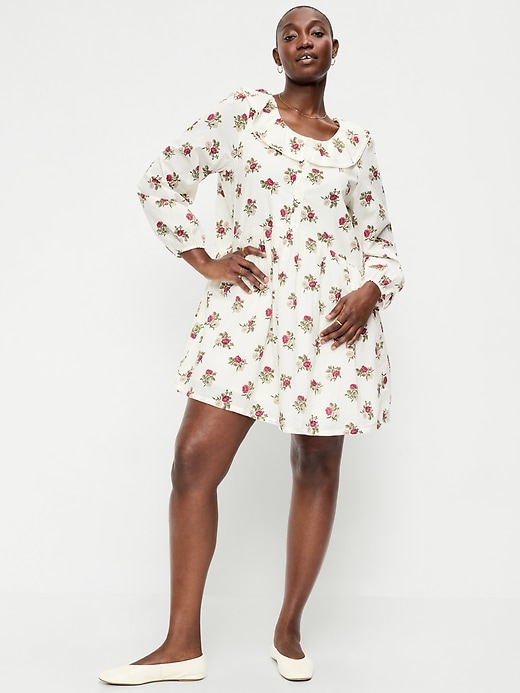Image number 6 showing, Long-Sleeve Ruffle-Collar Swing Mini Dress