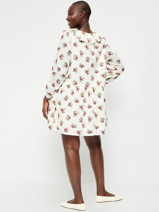 Image number 7 showing, Long-Sleeve Ruffle-Collar Swing Mini Dress