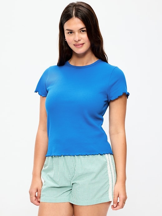 Image number 6 showing, Fitted Waffle-Knit Cropped T-Shirt