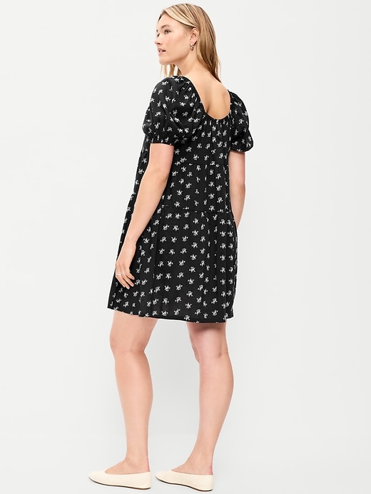 Image number 7 showing, Puff-Sleeve Smocked Mini Swing Dress