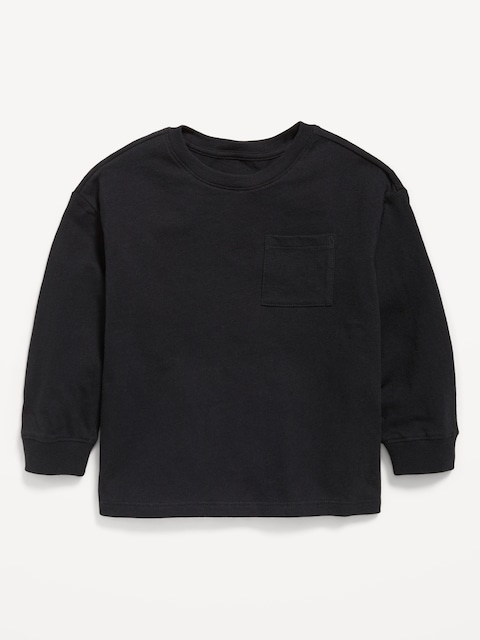 Oversized Long-Sleeve Pocket T-Shirt for Toddler Boys