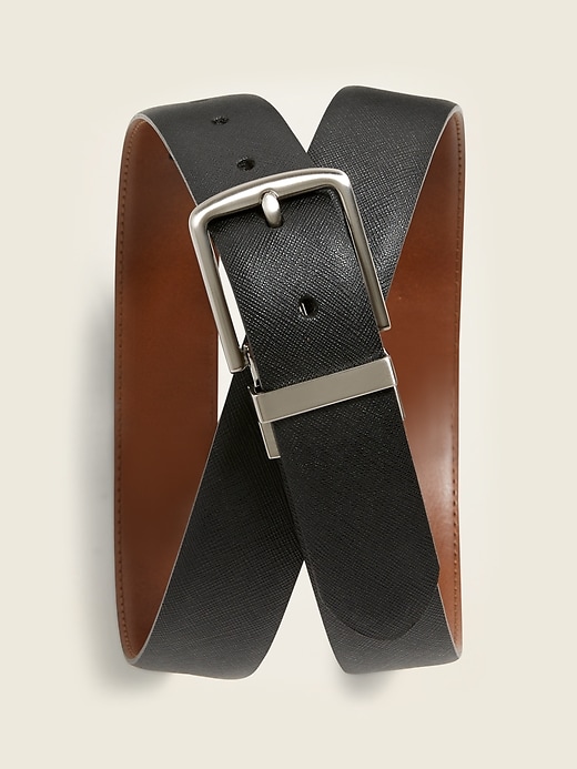 Image number 1 showing, Faux-Leather Reversible Belt