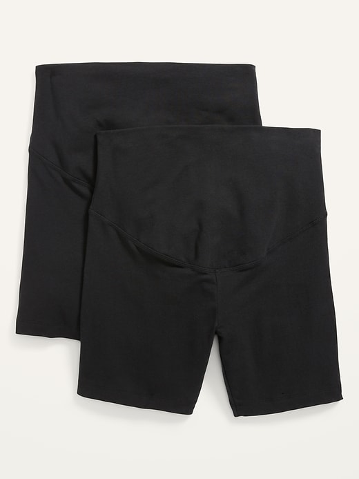 Image number 1 showing, Maternity Full-Panel Biker Shorts 2-Pack -- 6-inch inseam