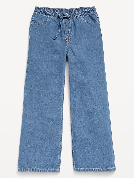 L'image numéro 1 présente Jean en denim coupe très généreuse à jambe large à taille extensible pour fille