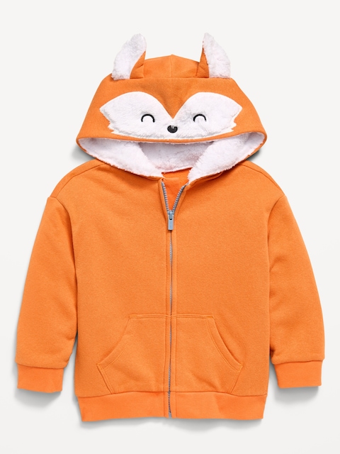 Oversized Critter Full-Zip Hoodie for Toddler Boys