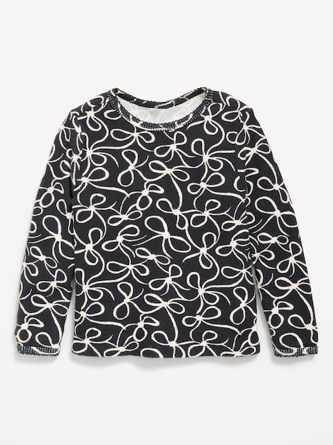 Long-Sleeve Waffle Knit T-Shirt for Toddler Girls
