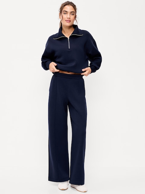 High-Waisted Bounce Fleece Wide-Leg Sweatpants