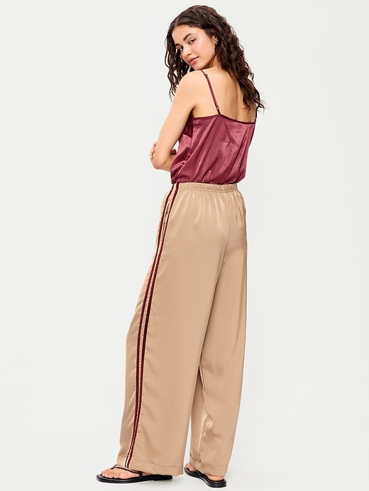 Image number 3 showing, High-Waisted Satin Track Pants