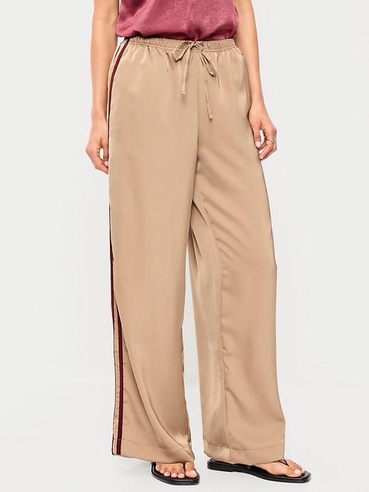 Image number 2 showing, High-Waisted Satin Track Pants