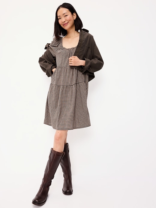 Image number 3 showing, Puff-Sleeve Smocked Mini Swing Dress