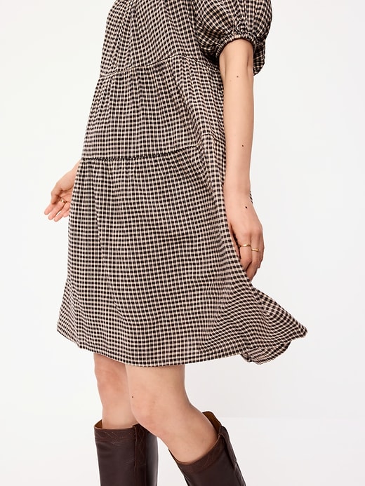 Image number 4 showing, Puff-Sleeve Smocked Mini Swing Dress